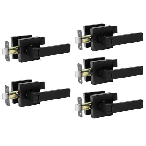 AIKKIL black interior door handle 5-pack with privacy feature for bedrooms.