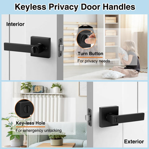 AIKKIL keyless privacy lever with matte finish for interior doors