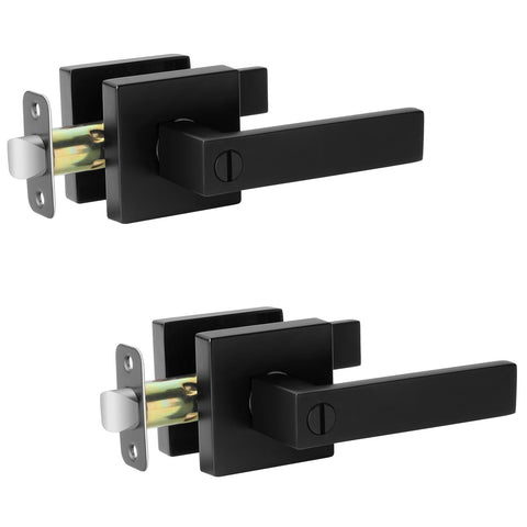 AIKKIL privacy door handle set in matte black for secure bedroom privacy
