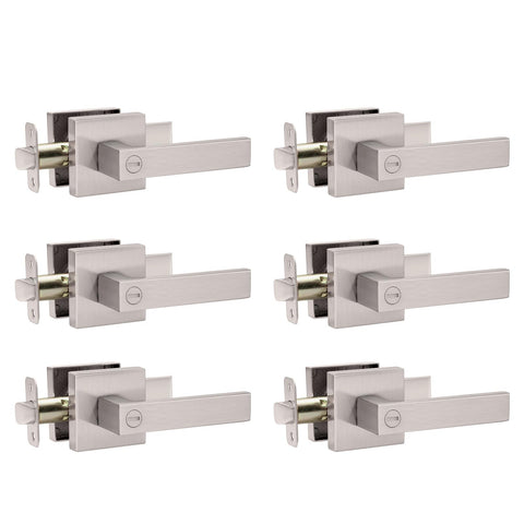 AIKKIL satin nickel keyless lever set for privacy in bedrooms and baths
