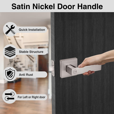 AIKKIL square door lock lever with satin nickel finish for modern doors