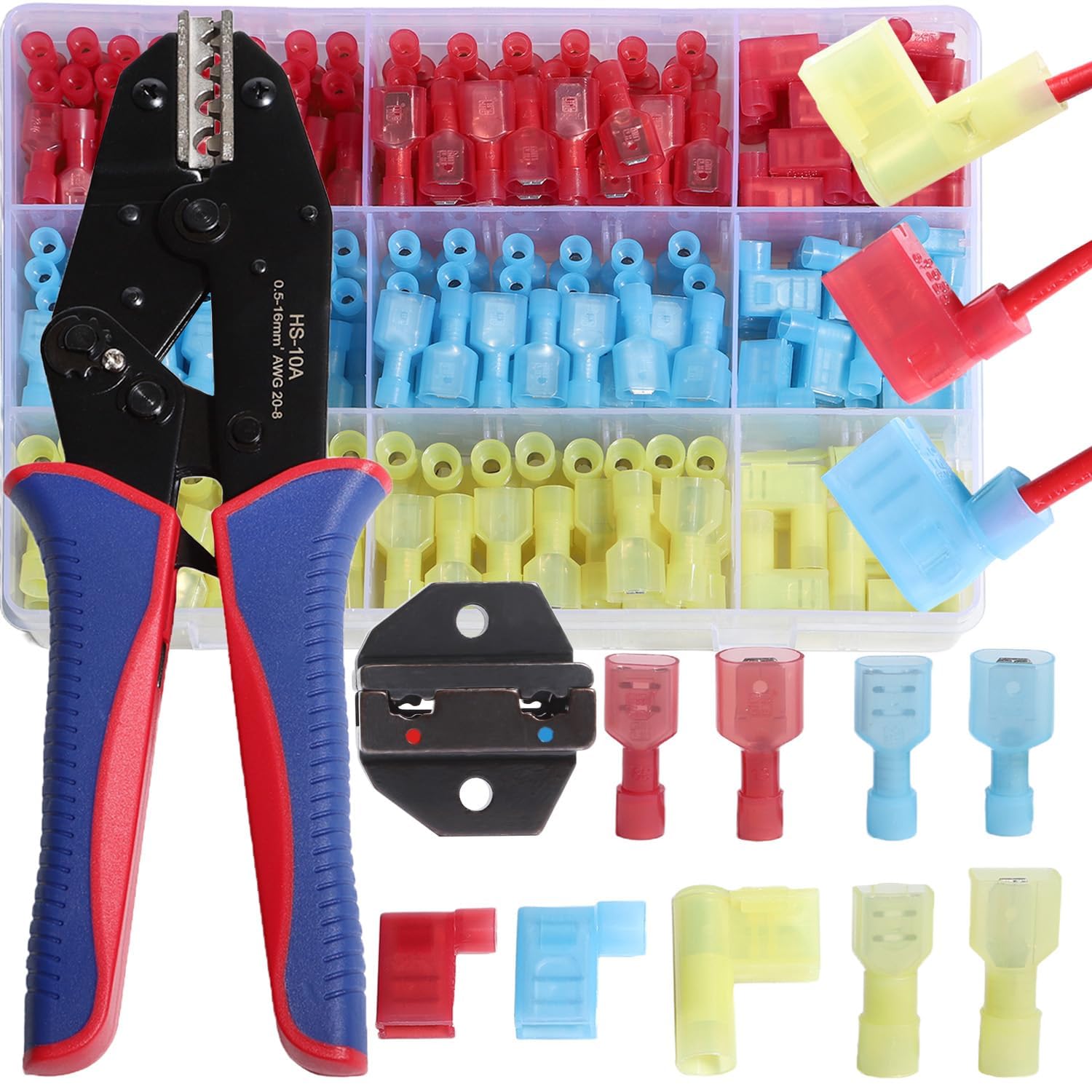 aikoolwer nylon right-angle spade connector kit for easy wiring projects.
