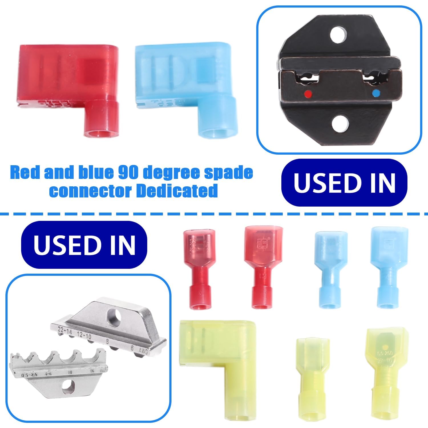 aikoolwer yellow 12-10awg spade connector for heavy-duty wiring.