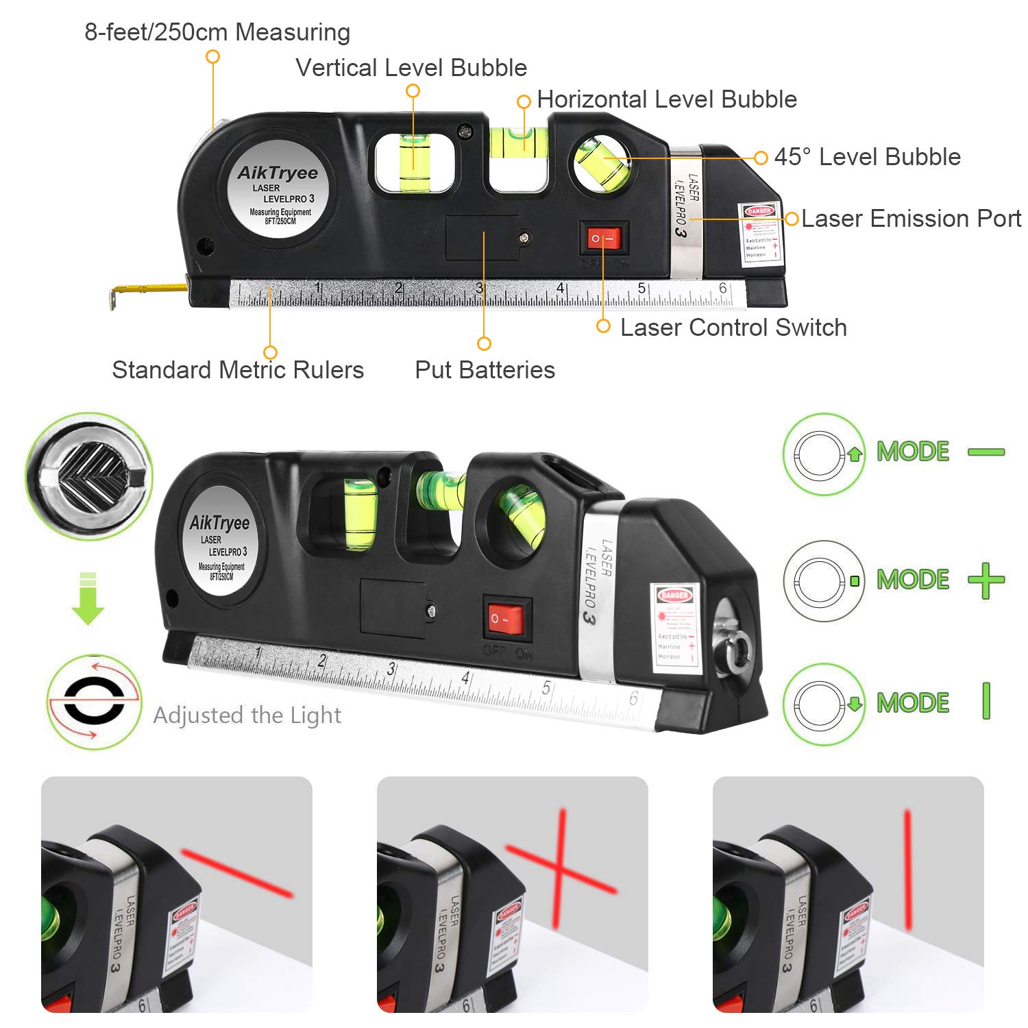 AikTryee laser level tool tripod mount for flexible height adjustment