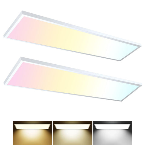 AIKVSXER 2-pack 1x4 LED panel close-up showing ultra-thin profile for seamless ceiling flush mount