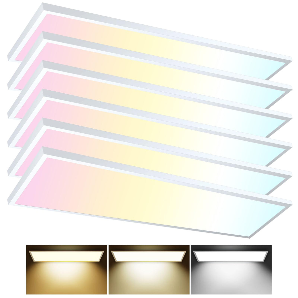 AIKVSXER 6-pack 1x4 panel light delivers bright, energy-saving ceiling illumination.