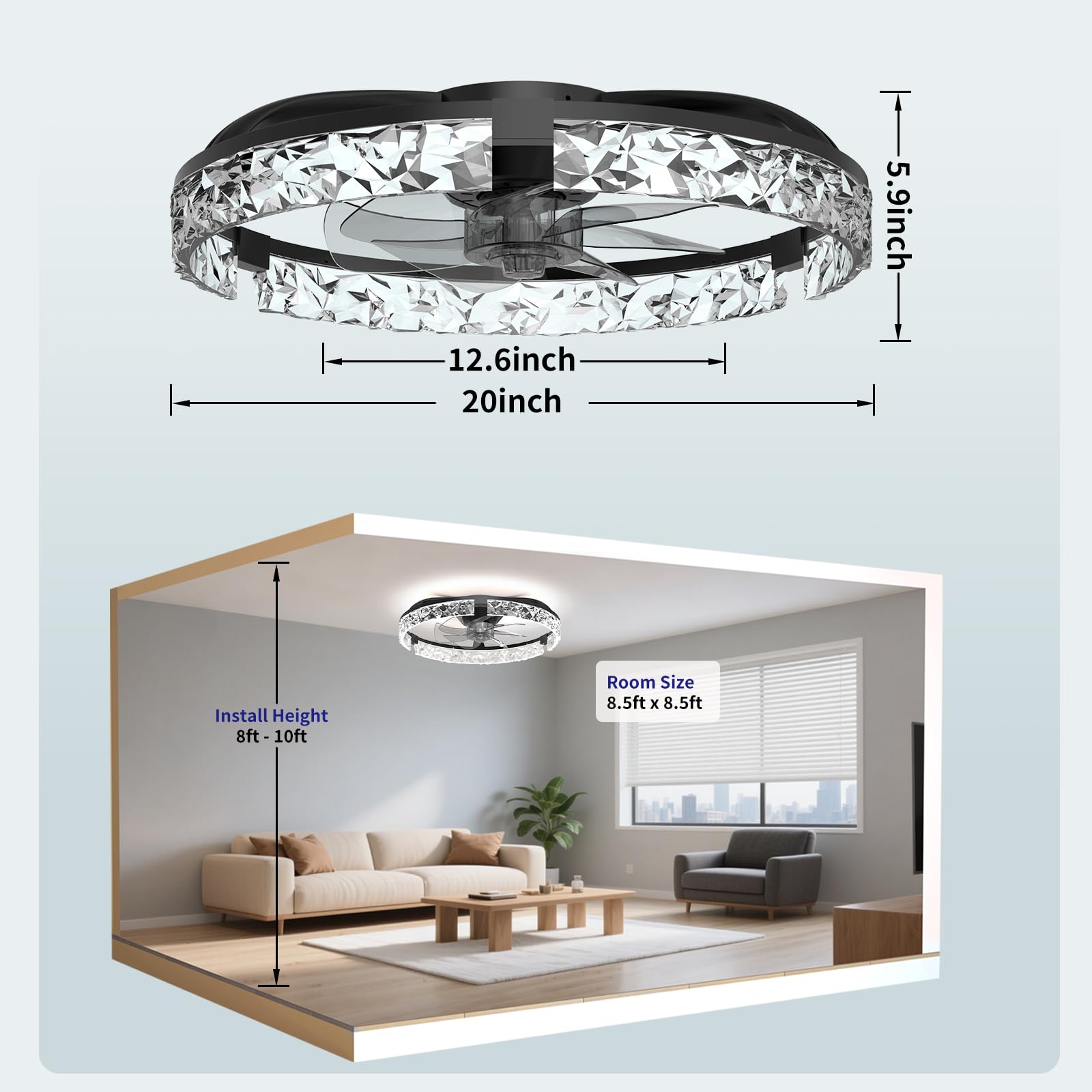 AIKVSXER versatile ceiling fan for living rooms and offices.