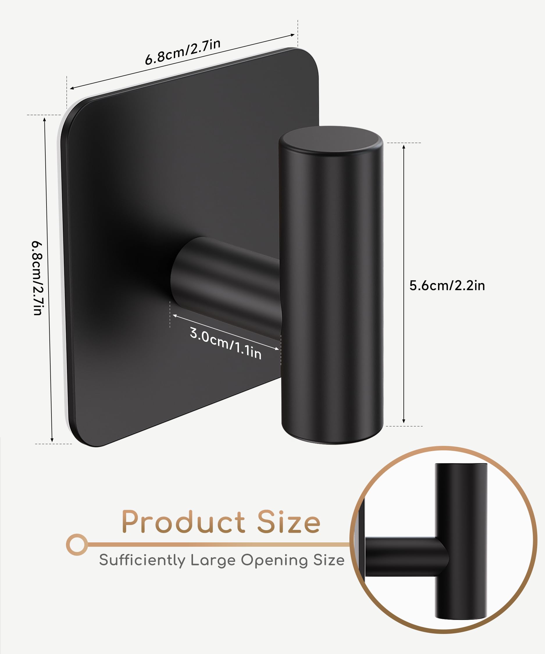 Aikzik matte black wall hook in a bathroom for towels and robes