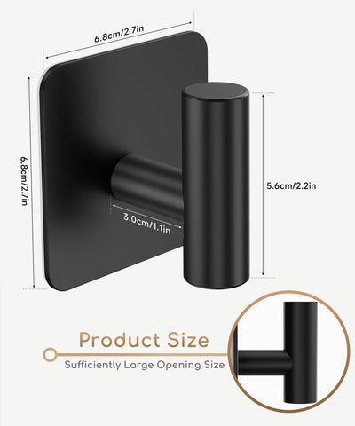 Aikzik matte black wall hook in a bathroom for towels and robes