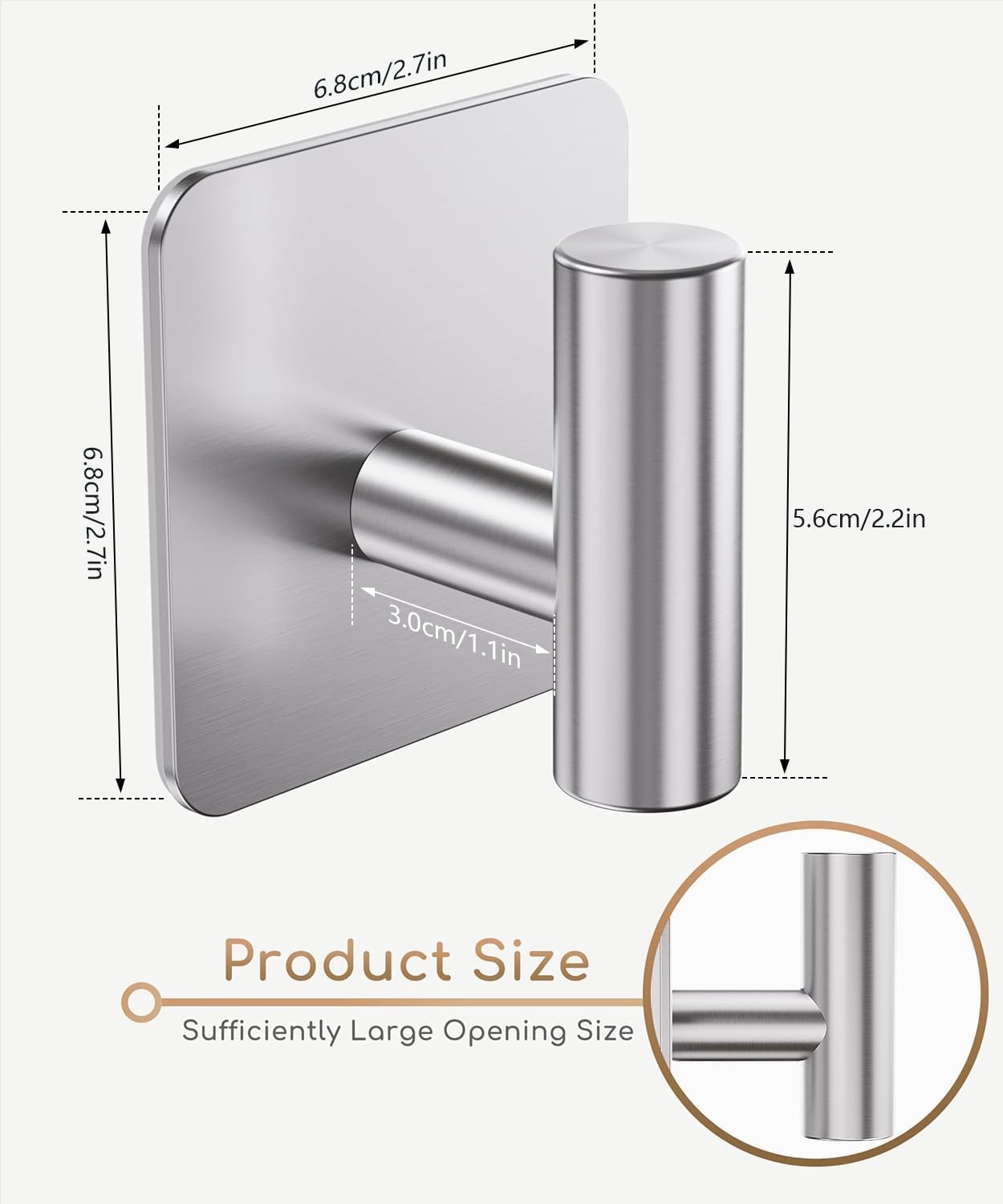 Aikzik stainless steel adhesive wall hook for durable bathroom organization