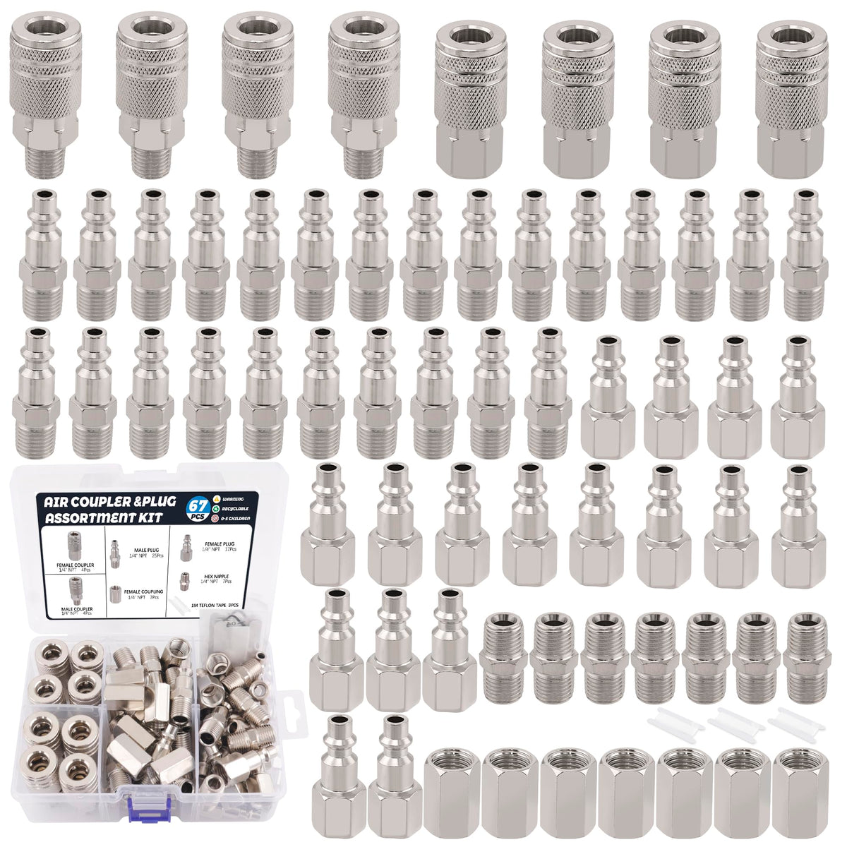 Ailbiuko 67pcs air coupler kit full set for versatile projects