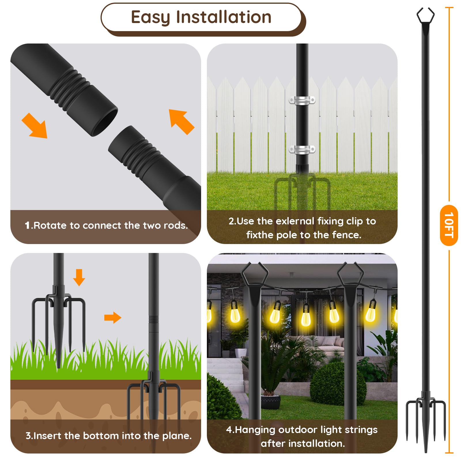 AILBTON durable metal poles resist bending for year-round use