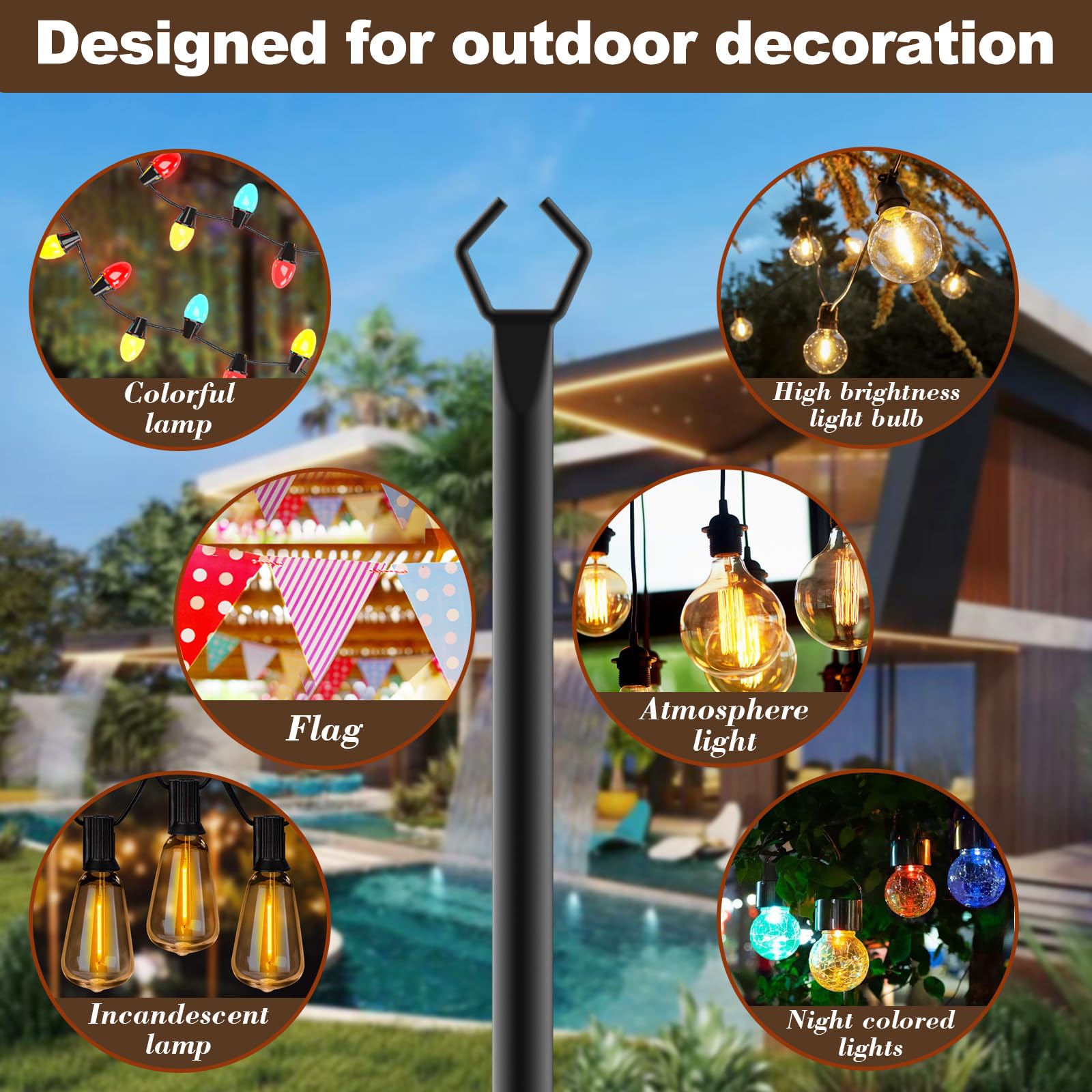 AILBTON hanging lights on metal poles ideal for patios and backyards