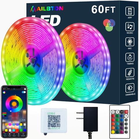 AILBTON 60ft LED strip for ambient room lighting