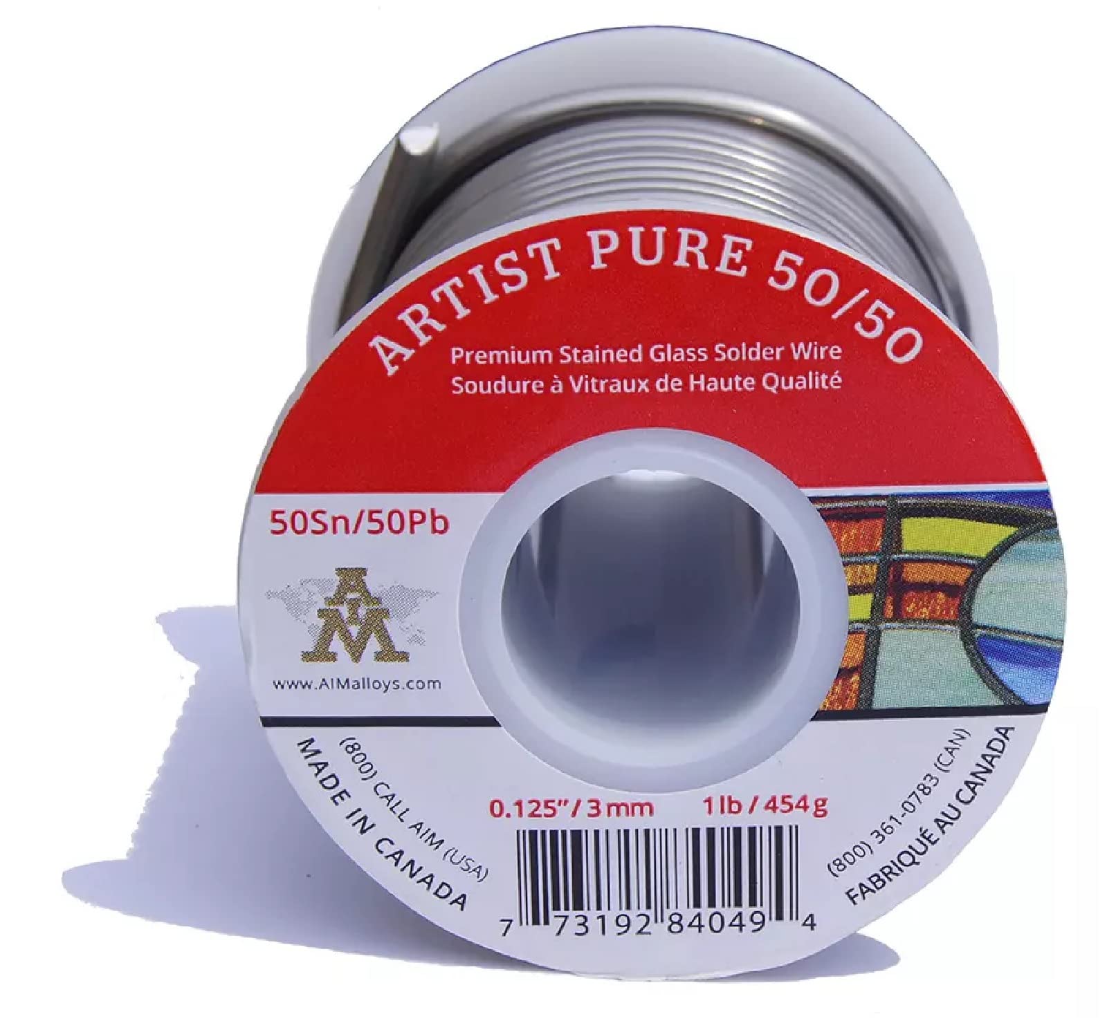 AIM Artist Pure 50/50 solder wire 1lb for smooth stained glass joins.