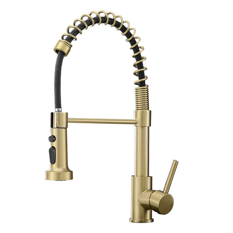 AIMADI brushed gold kitchen faucet with elegant finish for modern tasks.