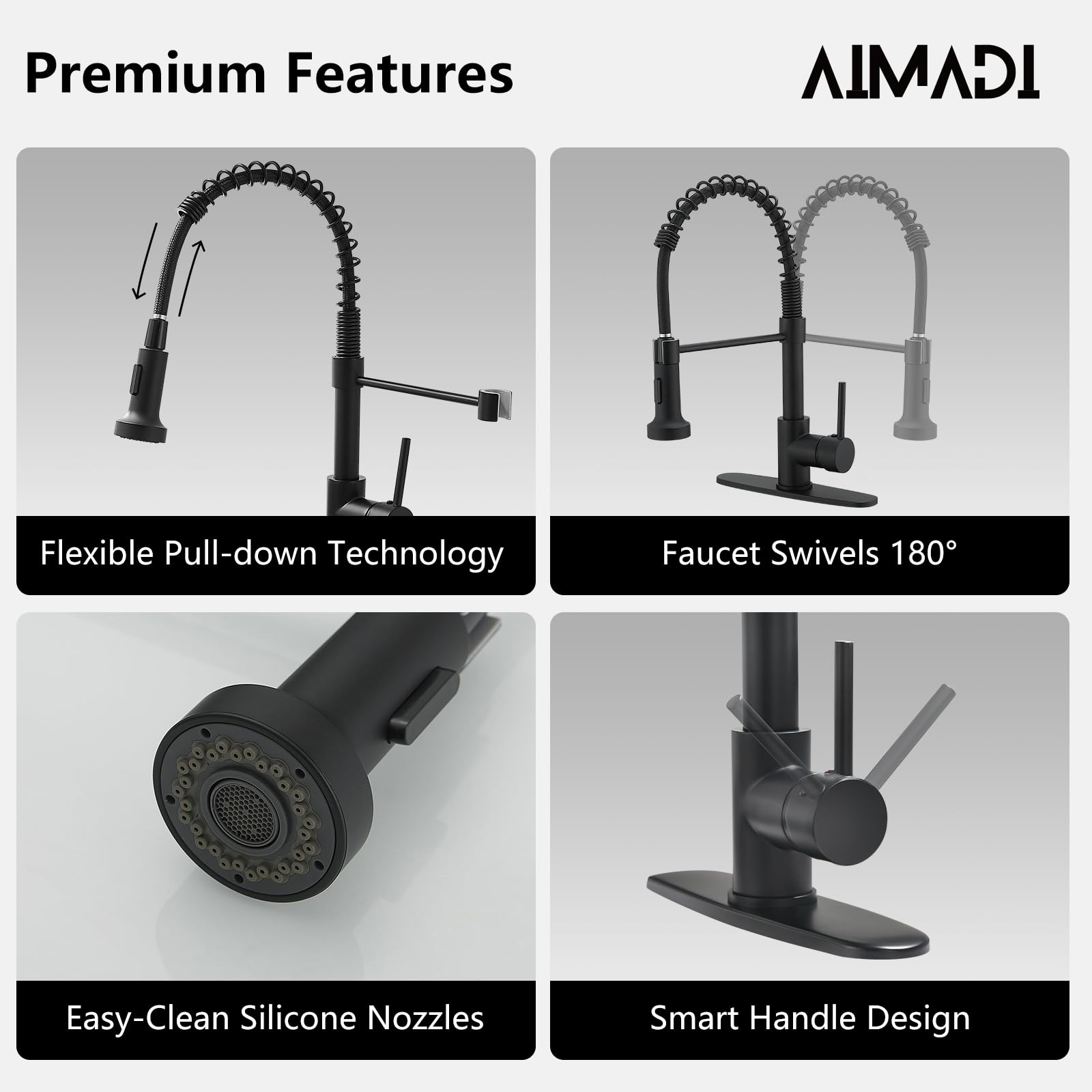 AIMADI easy-install faucet with included hardware for quick DIY setup