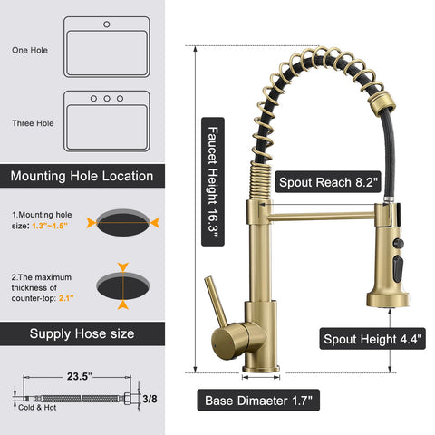 AIMADI lead-free brass kitchen faucet offers durable, corrosion-resistant construction.