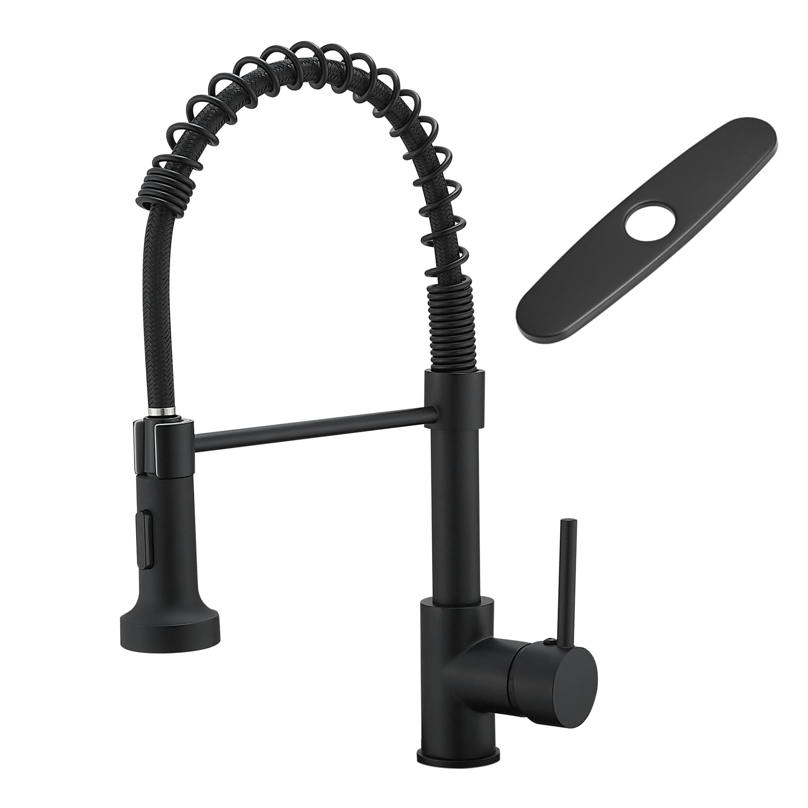 AIMADI matte black kitchen faucet with pull-down sprayer for easy pot filling