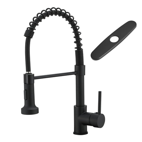 AIMADI matte black kitchen faucet with pull-down sprayer for easy pot filling