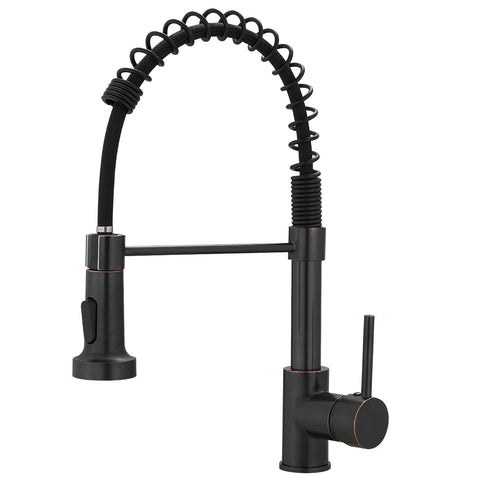 AIMADI oil rubbed bronze kitchen faucet with a durable finish that resists water spots.