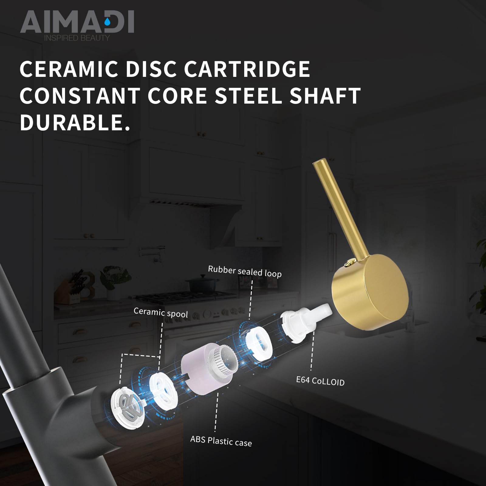 AIMADI compact black-gold design suitable for RV, camper, and farmhouse kitchens