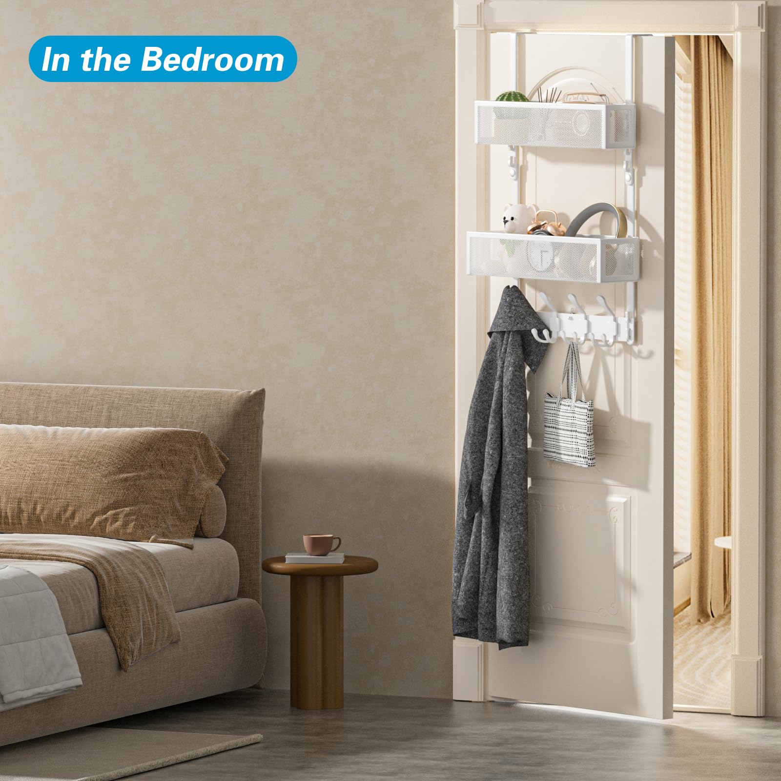 Aimeaihe white finish blends with bedroom bathroom and kitchen décor.