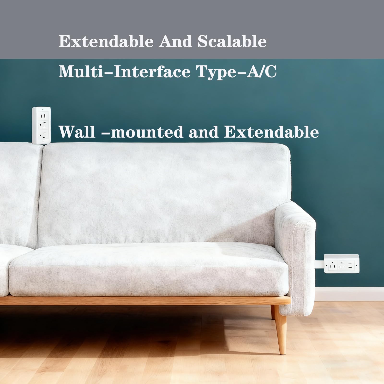 Aimery 180-degree rotating base enables easy reach to outlets.