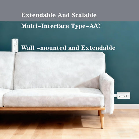 Aimery 180-degree rotating base enables easy reach to outlets.