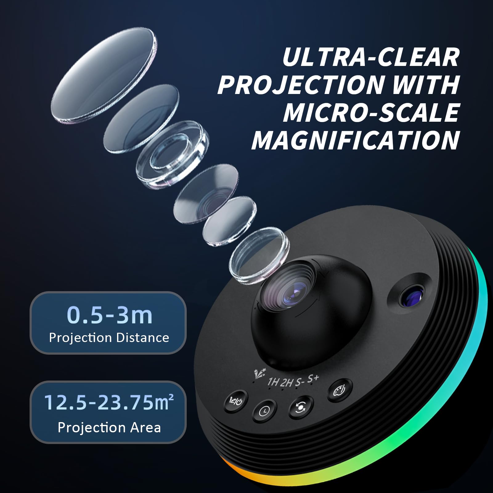 Ainael Galaxy Projector light strip creates gradient colors for dynamic skies.