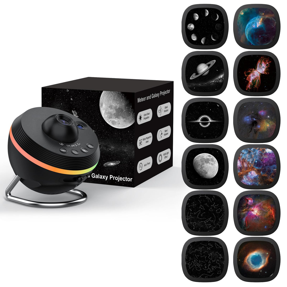 Ainael Galaxy Projector lens delivers ultra-sharp star projection for ceilings.