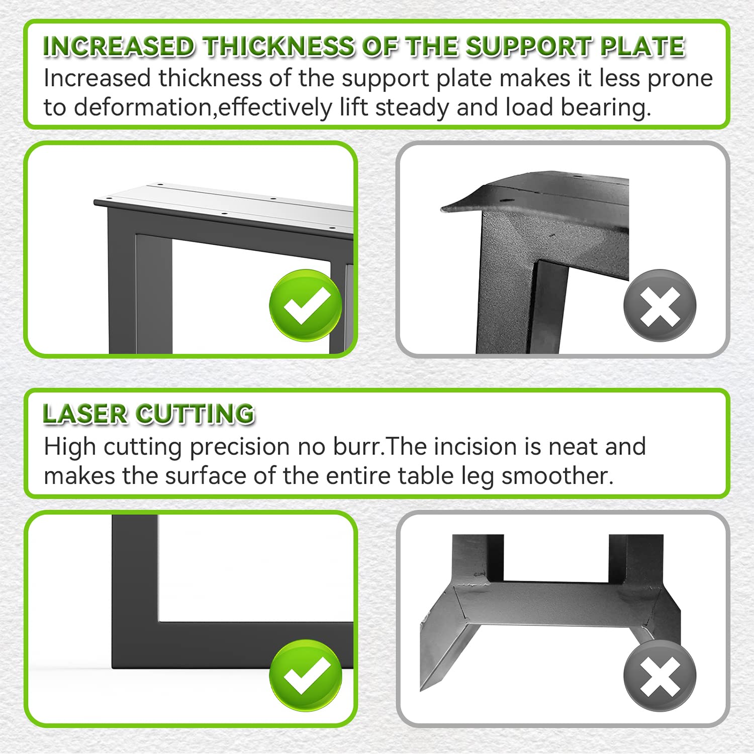 AINISIS metal bench legs include pre-drilled mounting plate for quick installation