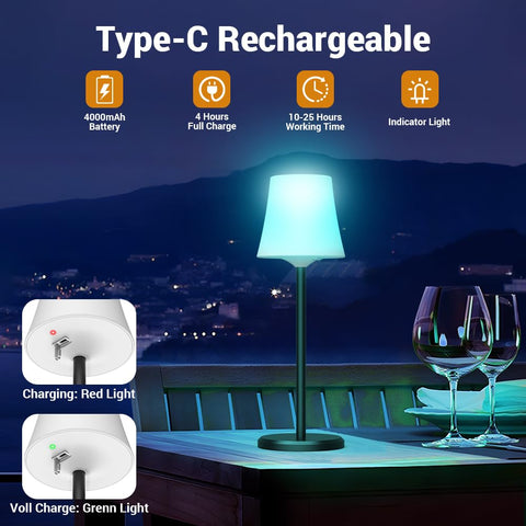 Ainostone outdoor dining setup with portable lighting