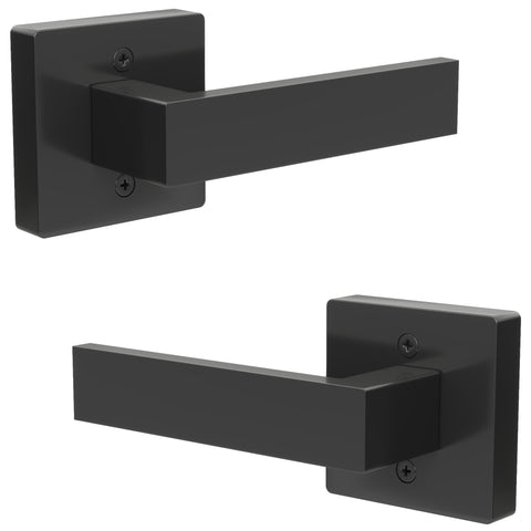 Ainozz dummy door handle in matte black with ambidextrous square design, decorative pull for interior doors.