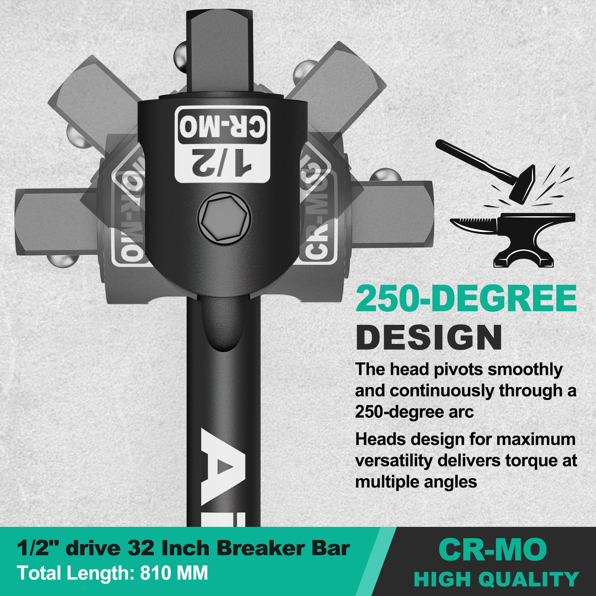 Aiourx 32in breaker bar ergonomic handle demonstrates comfortable grip for extended use