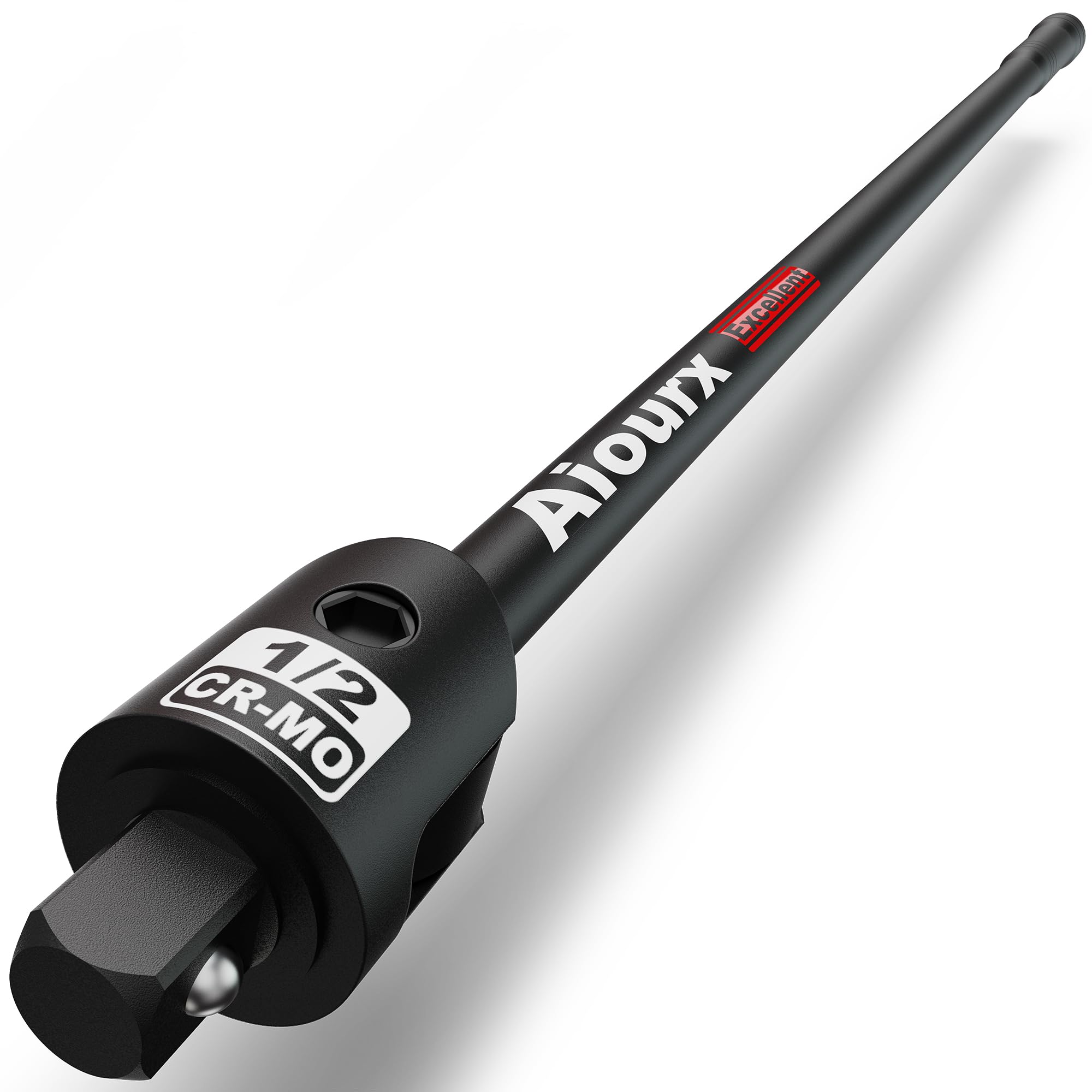 Aiourx 32in breaker bar head close-up shows durable chrome-molybdenum steel for tough bolts