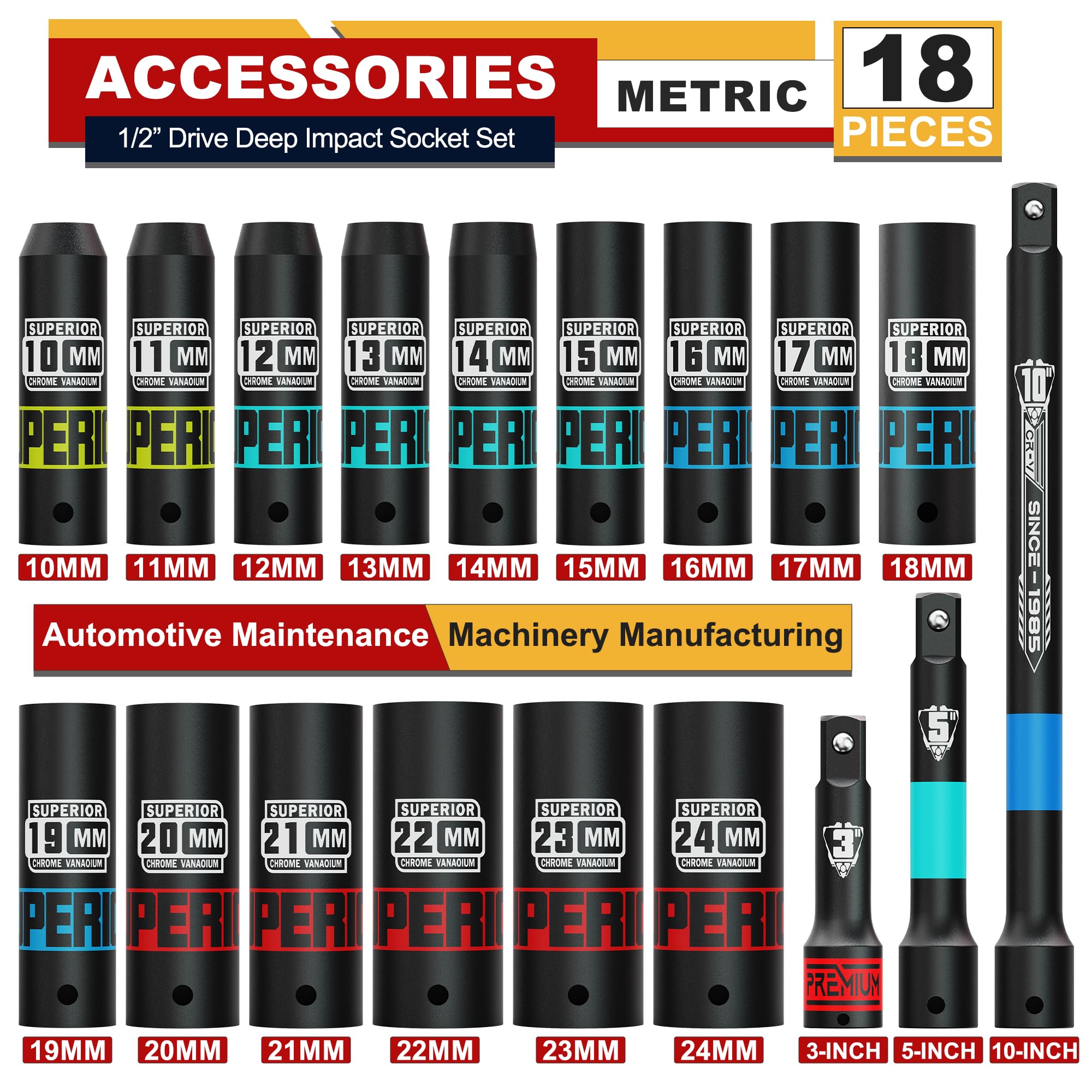 Aiourx deep socket 24mm for heavy-duty automotive fasteners.