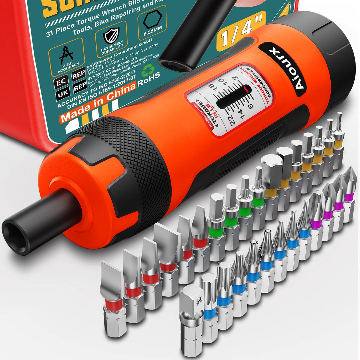 Aiourx torque screwdriver set in case for organized precision tool storage.