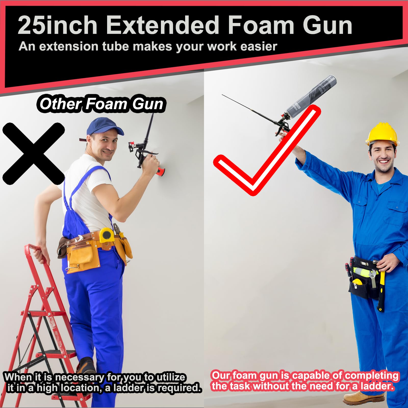 AIOYEAN red spray foam gun in action sealing gaps