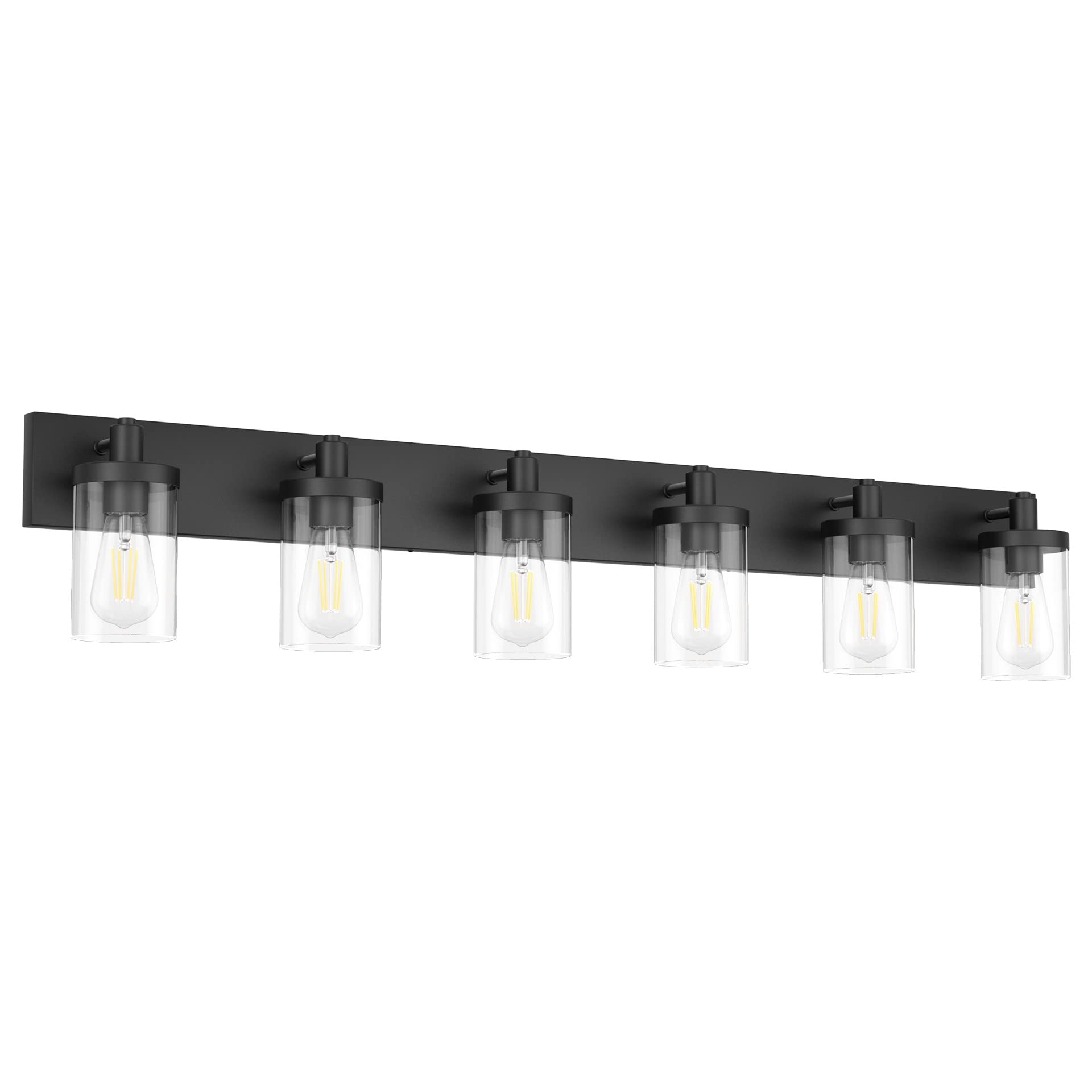 Aipsun 48in vanity light with black finish for a modern bathroom ambiance.