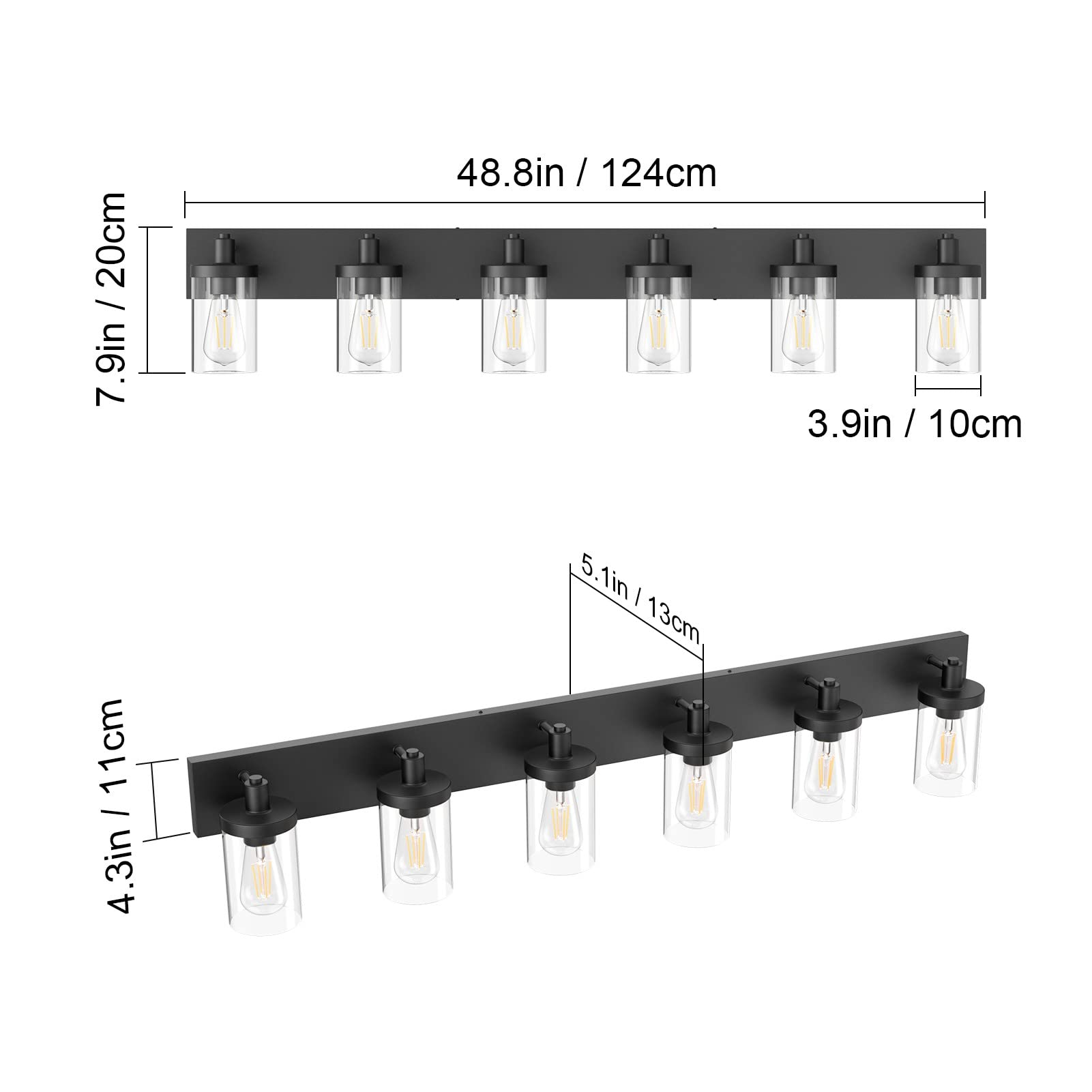 Aipsun aluminum-bodied fixture for durable, rust-resistant bathroom lighting.