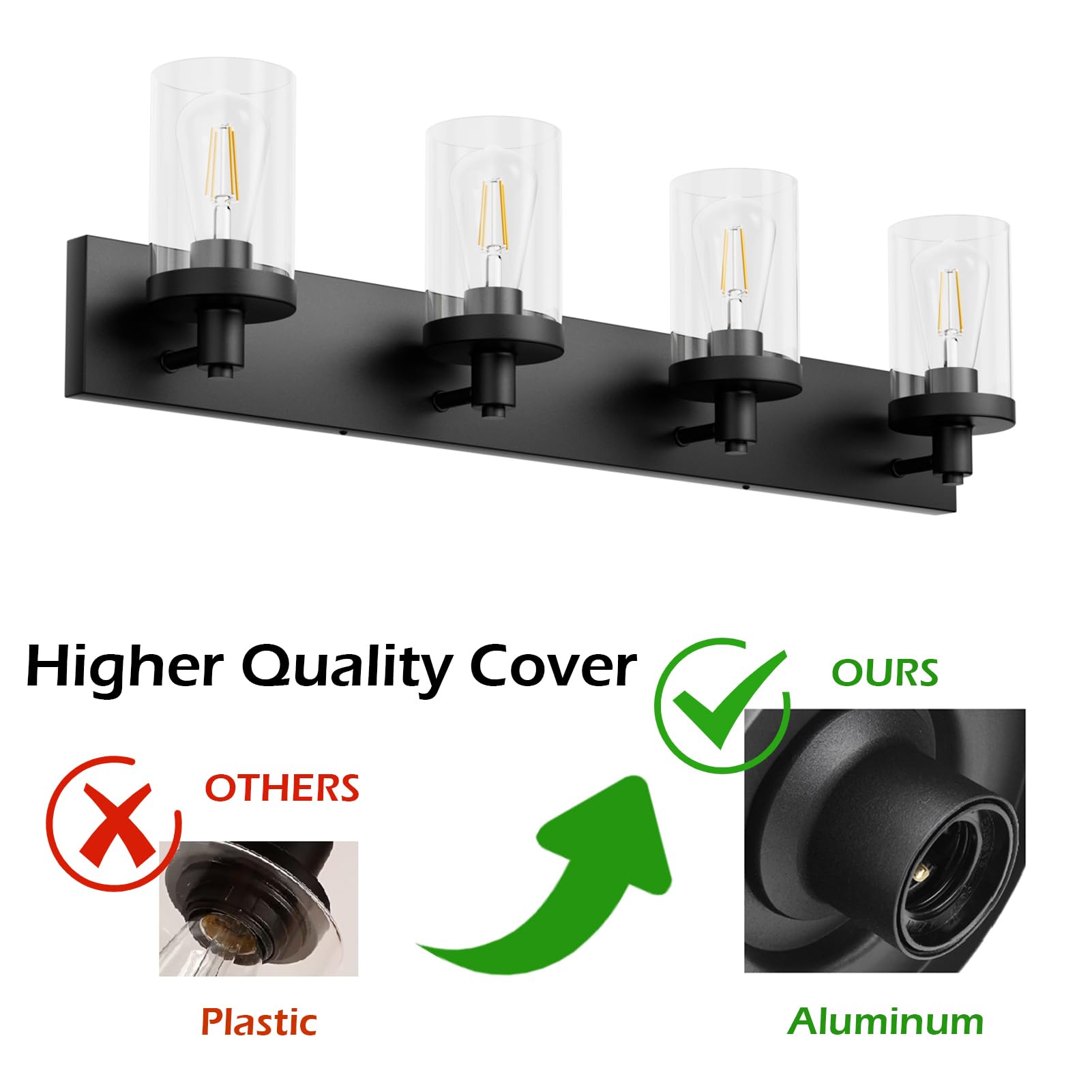 Aipsun clear glass shades provide bright, even illumination for daily grooming routines.