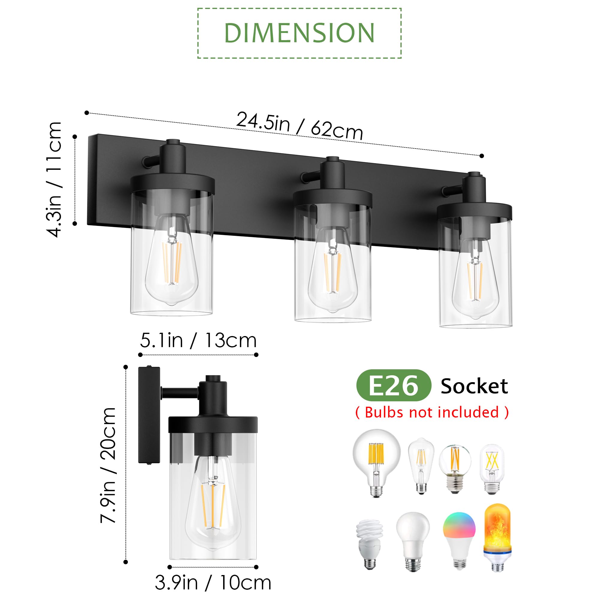 Aipsun bathroom light showing dimmable setup and compatibility