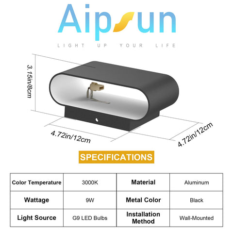 Aipsun sconce side view highlights up-down lighting to enhance hallways