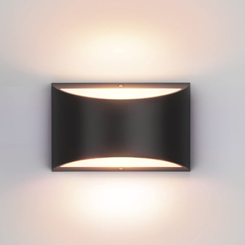 Aipsun black modern LED wall sconce front view with warm ambience