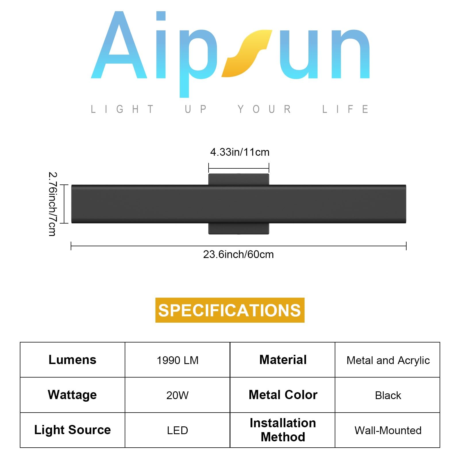 Aipsun integrated LED outdoor wall light installation setup