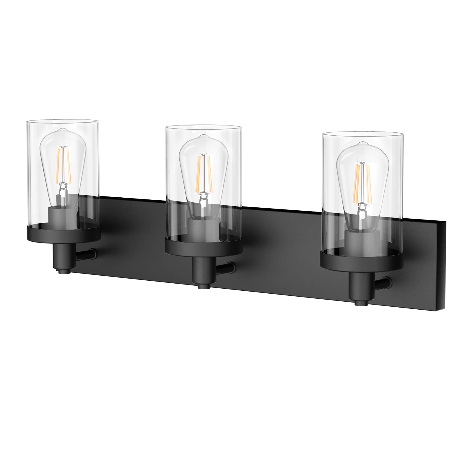 Aipsun vanity light with clear glass shade, front view display