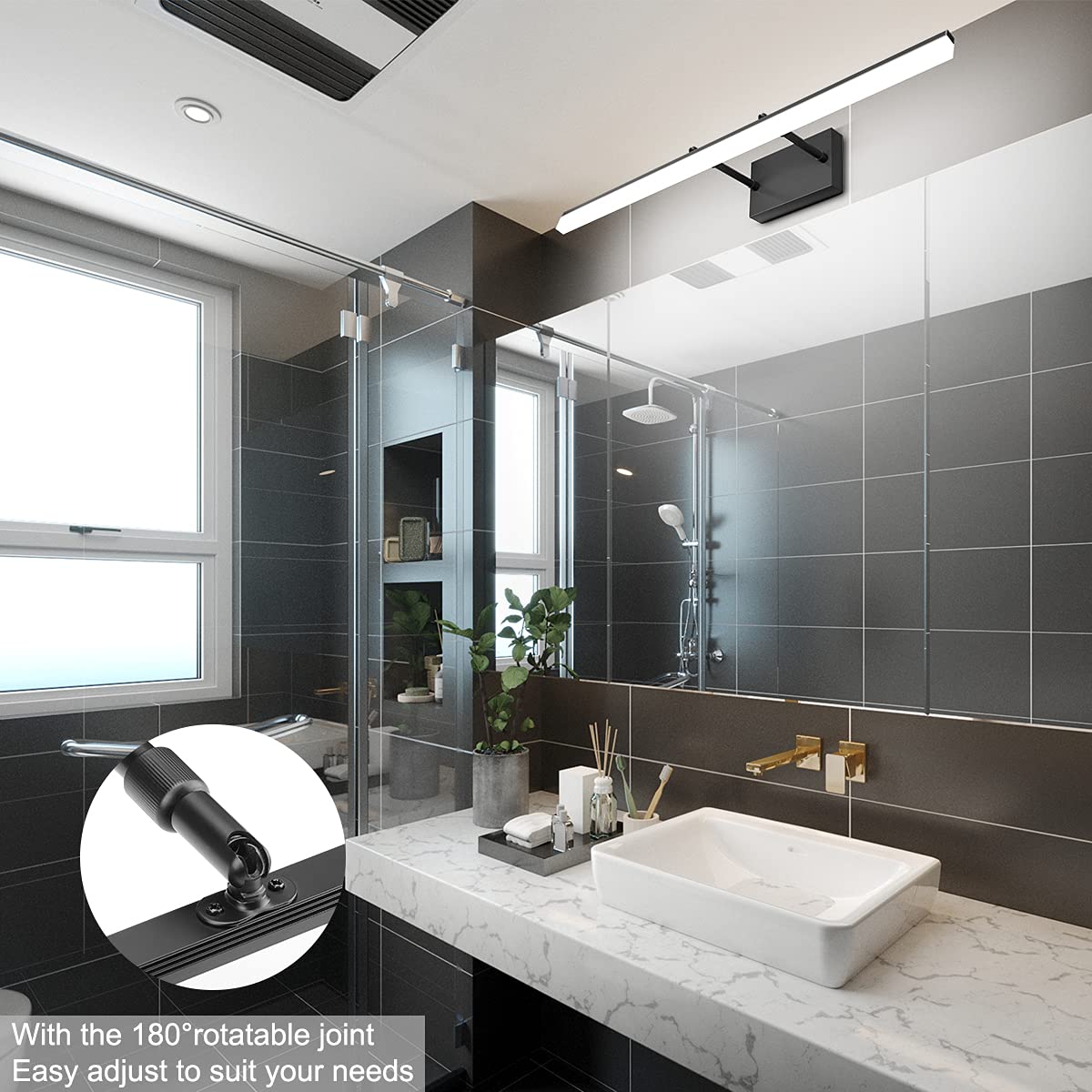 Aipsun vanity light retractable rods extend from the wall