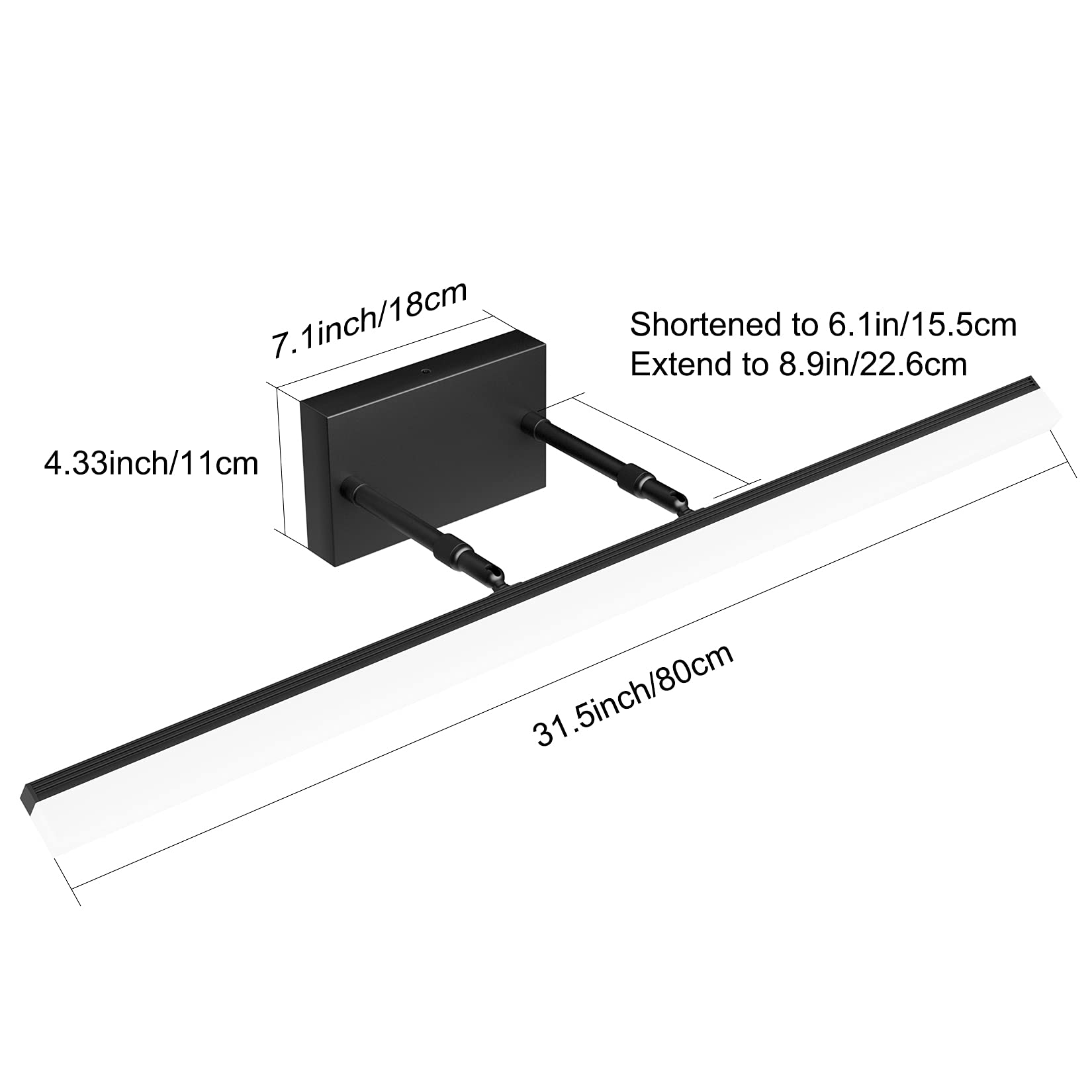 Aipsun extendable vanity light with wall mount options