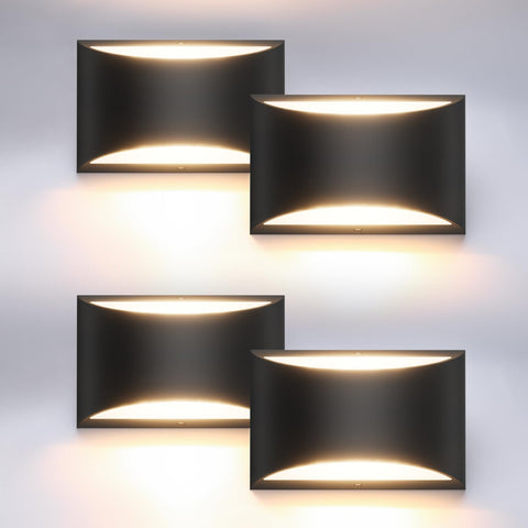 Aipsun wall sconce front view in black showing warm LED glow for living rooms